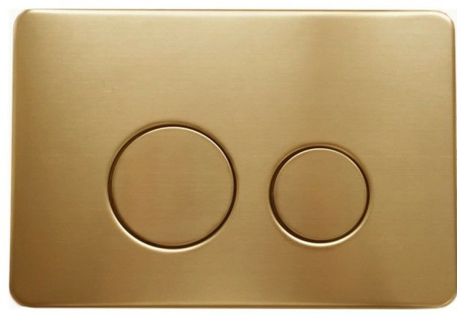 Bathroom Fixture Parts * | Best Pirce Fine Fixtures Concealed Tank Push Button, Satin Brass Push Plate, Round Metal Buttons