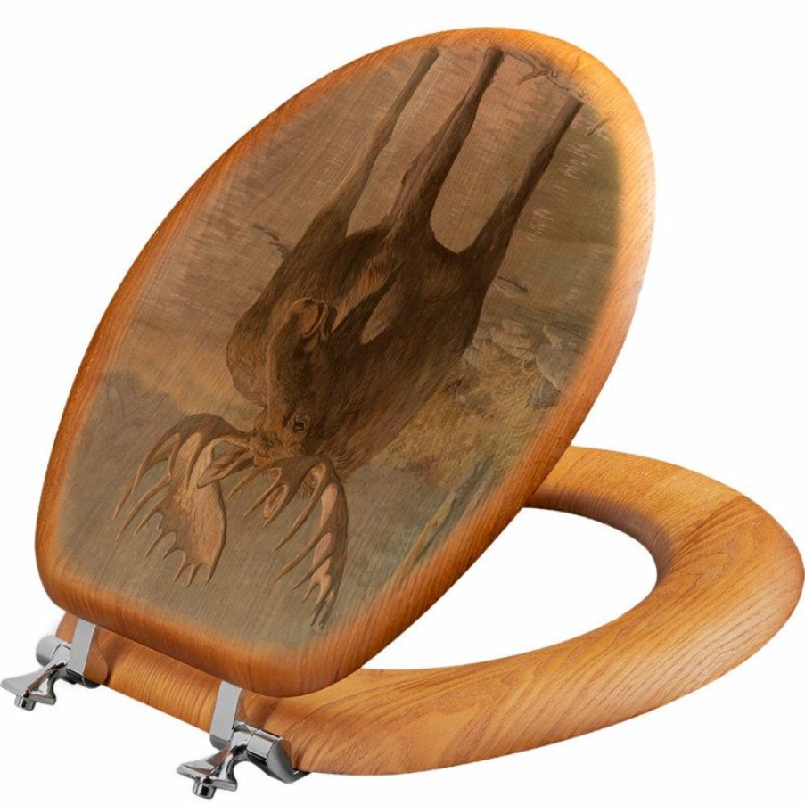 Bathroom Fixture Parts * | Wholesale Wgi-Gallery Toilet Seat, Elongated, Quiet Water Moose, Round