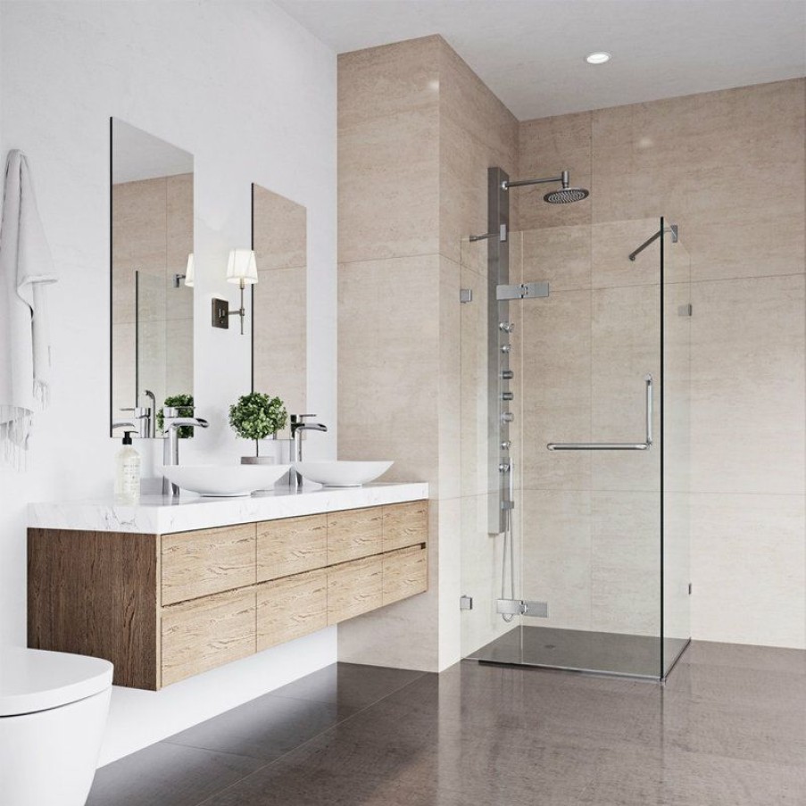 Showers * | Promo Vigo Monteray 34 X34 Frameless Shower Enclosure Without Base, Chrome