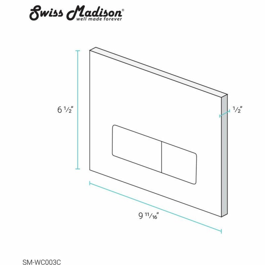 Bathroom Fixture Parts * | Best Reviews Of Swiss Madison Wall Mount Dual Flush Actuator Plate With Rectangle Push Buttons In Matte Chrome