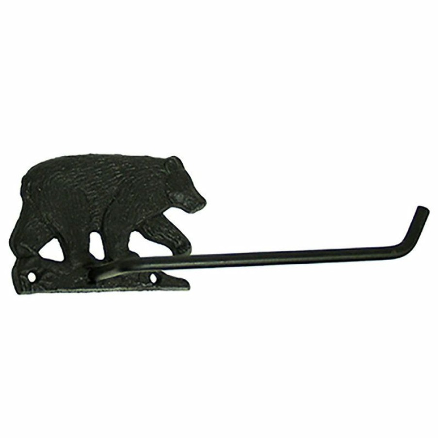 Bathroom Fixture Parts * | Cheapest Zeckos Black Bear Rustic Toilet Paper Holder