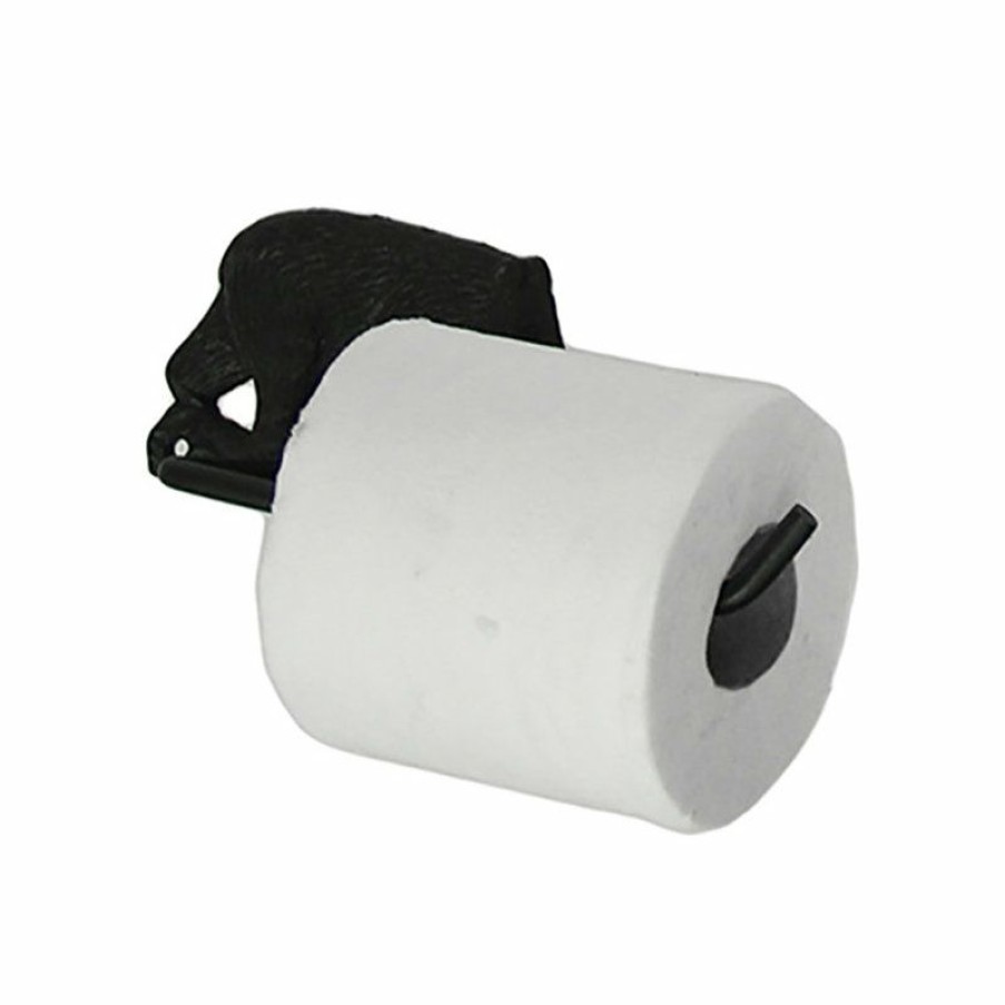 Bathroom Fixture Parts * | Cheapest Zeckos Black Bear Rustic Toilet Paper Holder