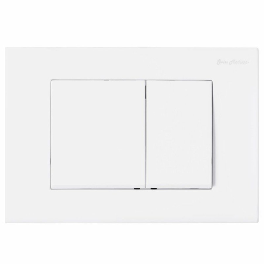 Bathroom Fixture Parts * | Cheapest Swiss Madison Wall Mount Dual Flush Actuator Plate With Square Push Buttons, Matte White