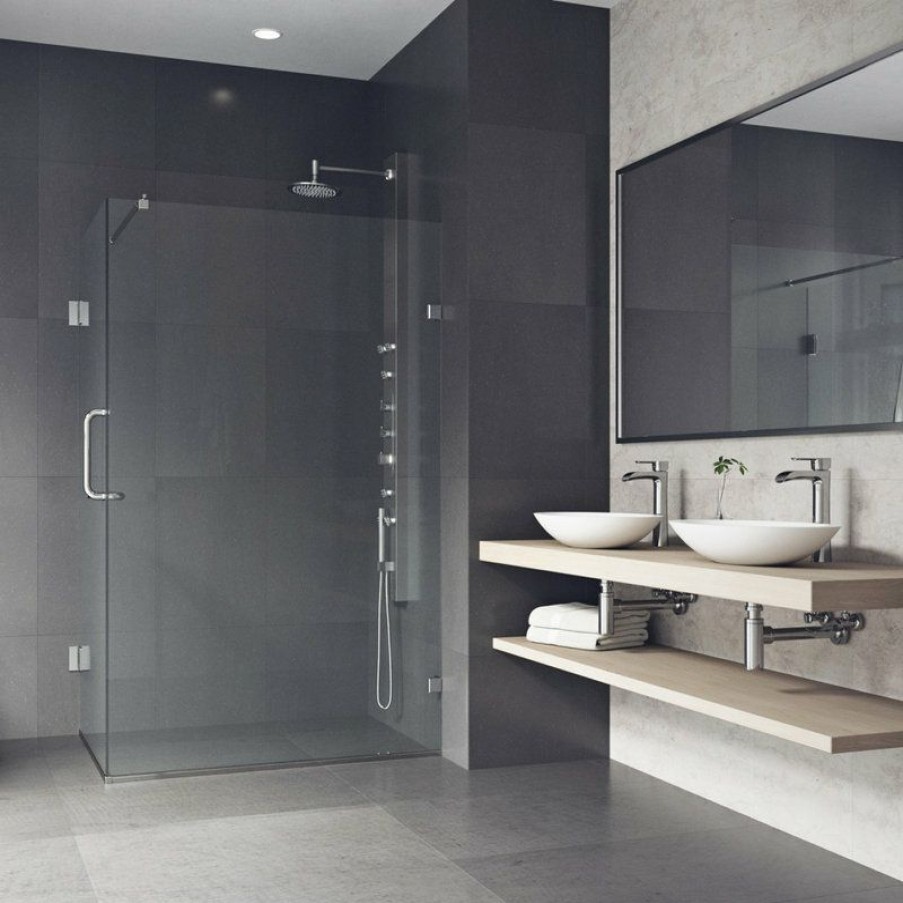 Showers * | Flash Sale Vigo Pacifica 34 X46 Frameless Shower, Without Base, Brushed Nickel