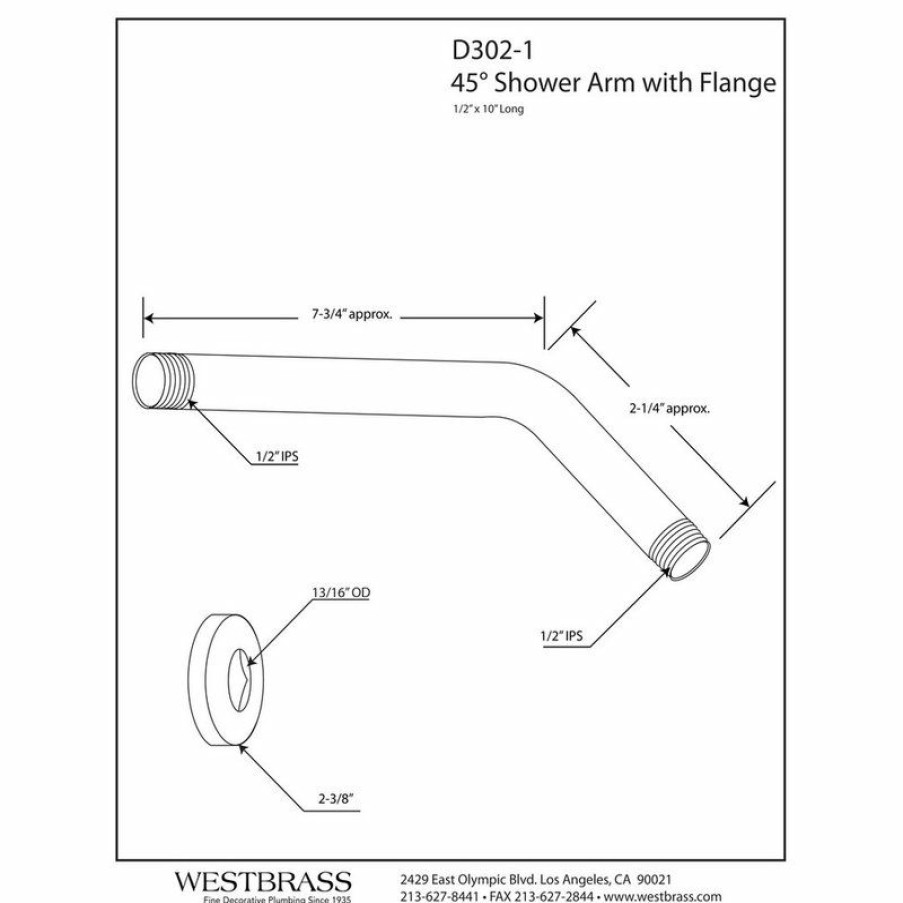 Bathroom Faucets * | Budget Westbrass 10 Shower Arm, Oil Rubbed Bronze. 10