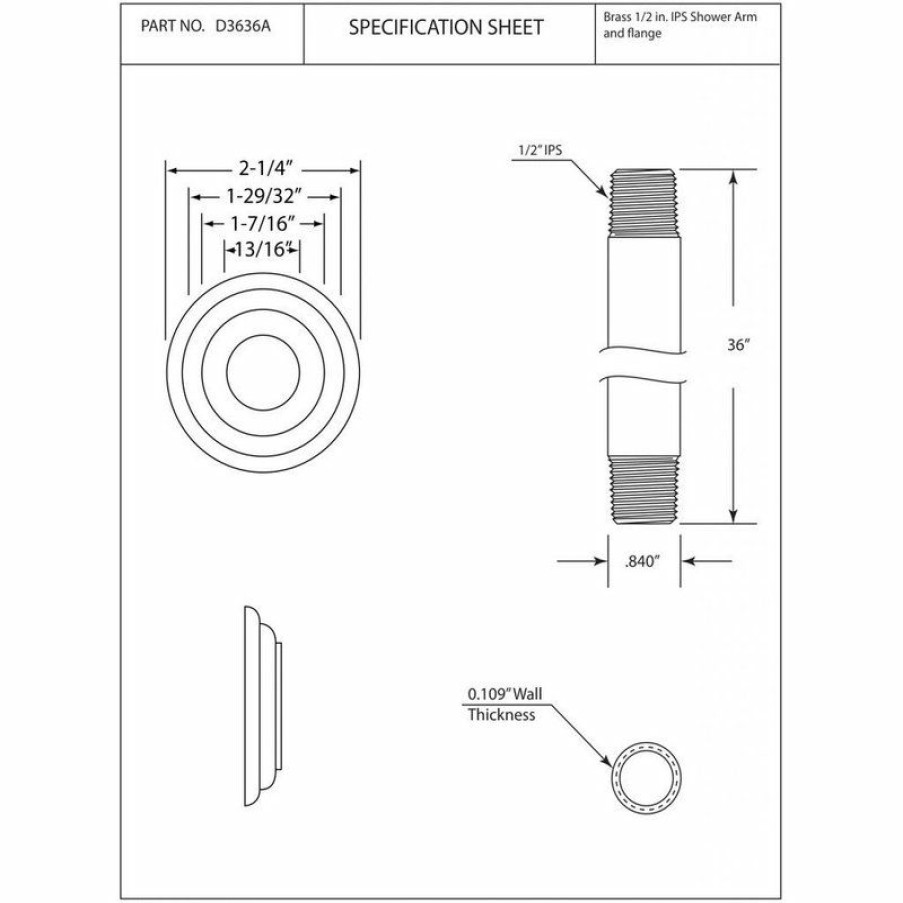 Bathroom Faucets * | Outlet Westbrass 1/2 Ips X 36 Ceiling Mounted Shower Arm With Flange In Polished Chrome