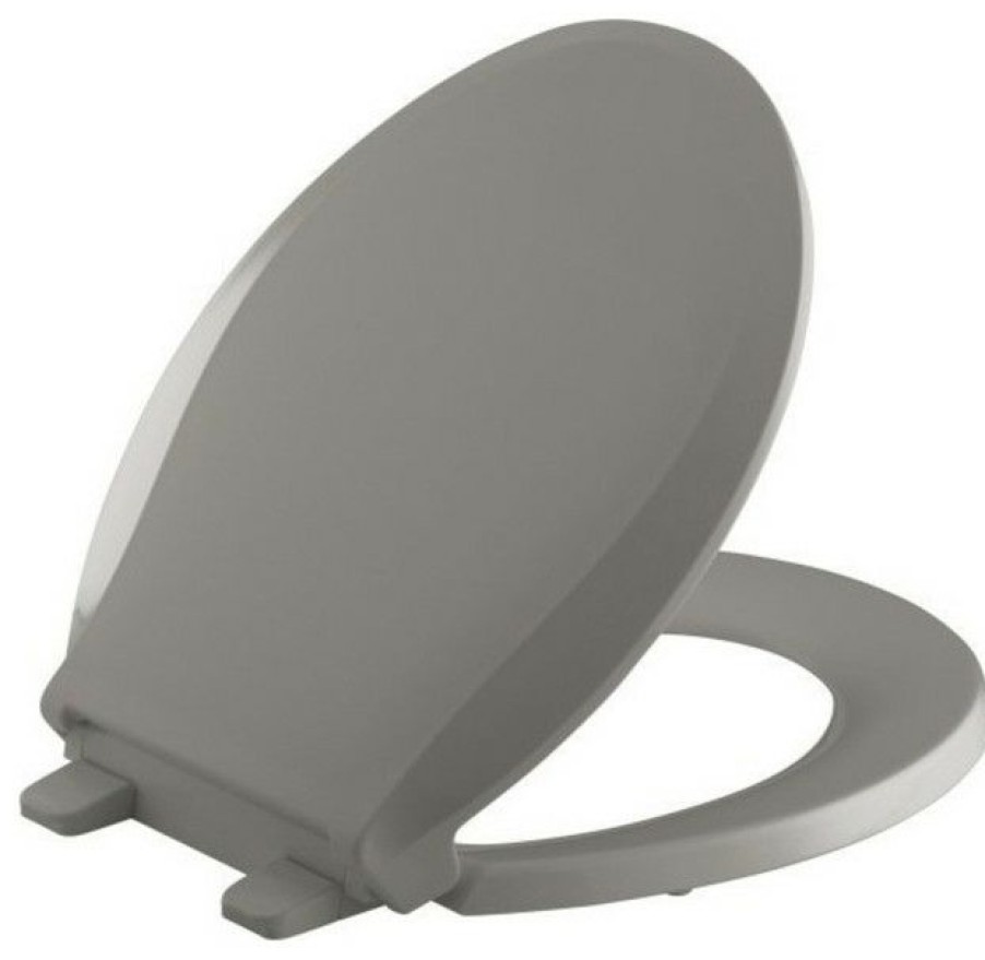 Bathroom Fixture Parts * | Top 10 Kohler Cachet Quiet-Close, Round-Front Toilet Seat, Black 'N Tan