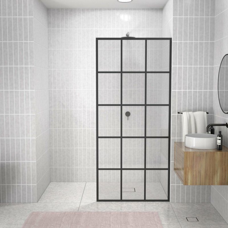 Showers * | Buy Glass Warehouse 78 X 38 French Monture Noir Single Fixed Panel