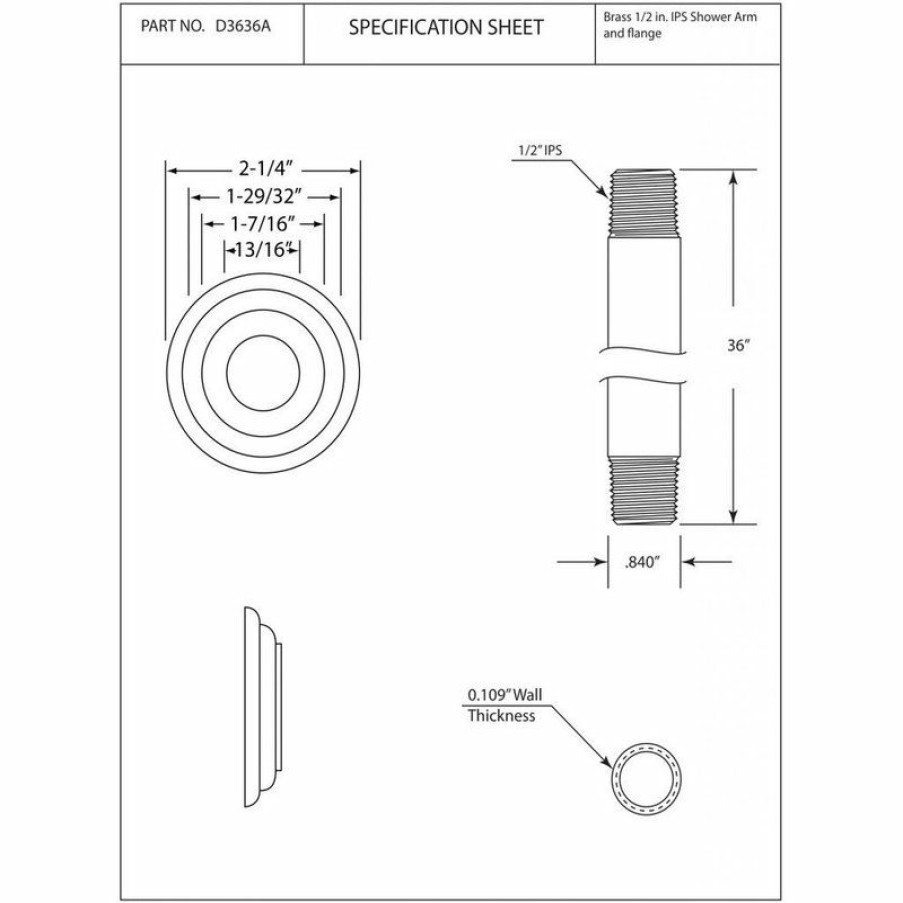 Bathroom Faucets * | Budget Westbrass 1/2 Ips X 36 Ceiling Mounted Shower Arm With Flange In Oil Rubbed Bronze