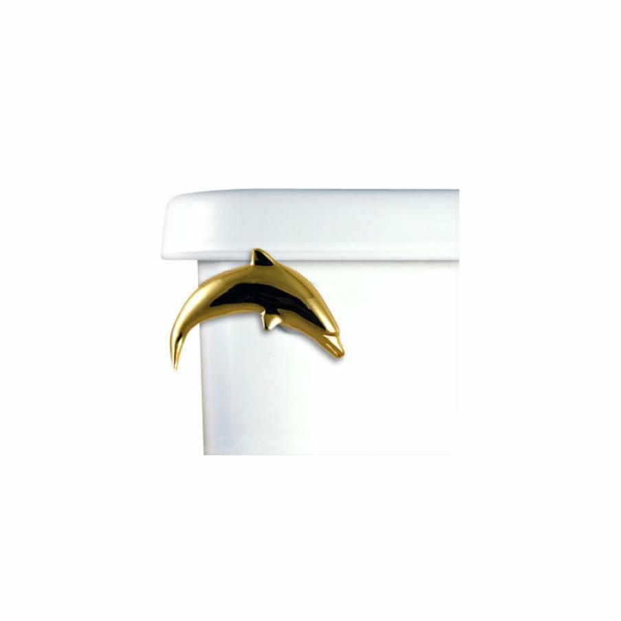 Bathroom Fixture Parts * | Cheapest Functional Fine Art Dolphin Toilet Flush Handle, Gold