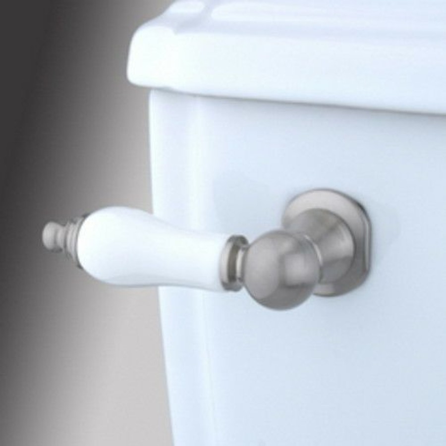 Bathroom Fixture Parts * | Discount Elements Of Design Ektpl Porcelain / Oak Tank Lever Satin Nickel