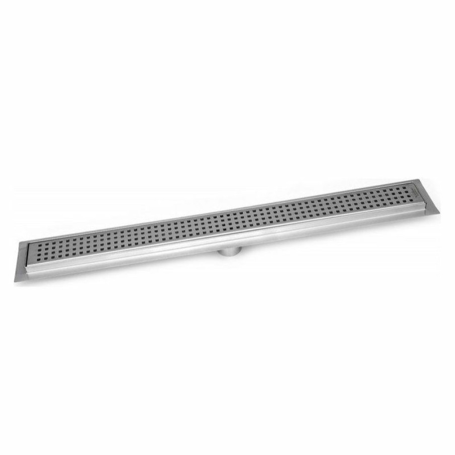 Bathroom Fixture Parts * | Outlet Linear Shower Drain, Brushed Nickel Square Design By Serene Drains, 35