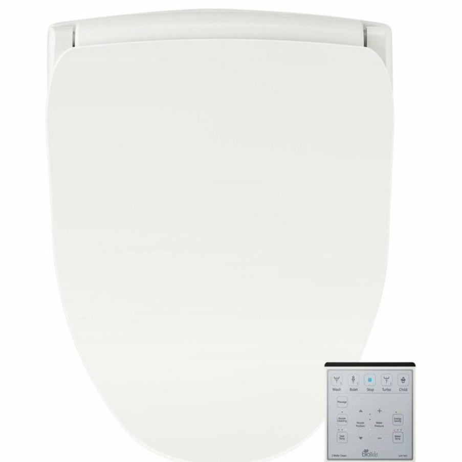 Bathroom Fixture Parts * | Flash Sale Bio Bidet Slim Two Bidet Smart Toilet Seat- Elongated White