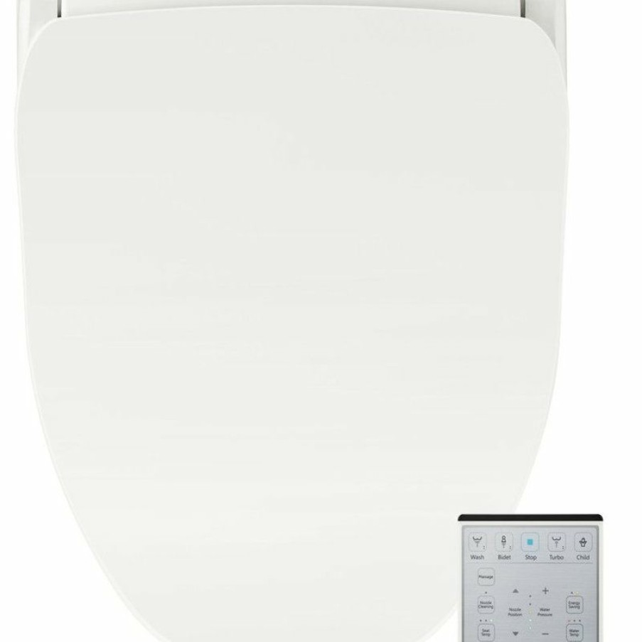 Bathroom Fixture Parts * | Flash Sale Bio Bidet Slim Two Bidet Smart Toilet Seat- Elongated White