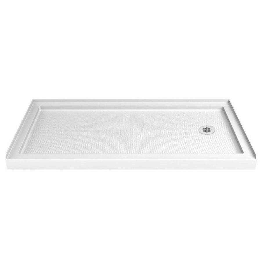 Bathroom Fixture Parts * | Cheap Dreamline Slimline 30X60X2 3/4 Right Drain Single Threshold Shower Base, White