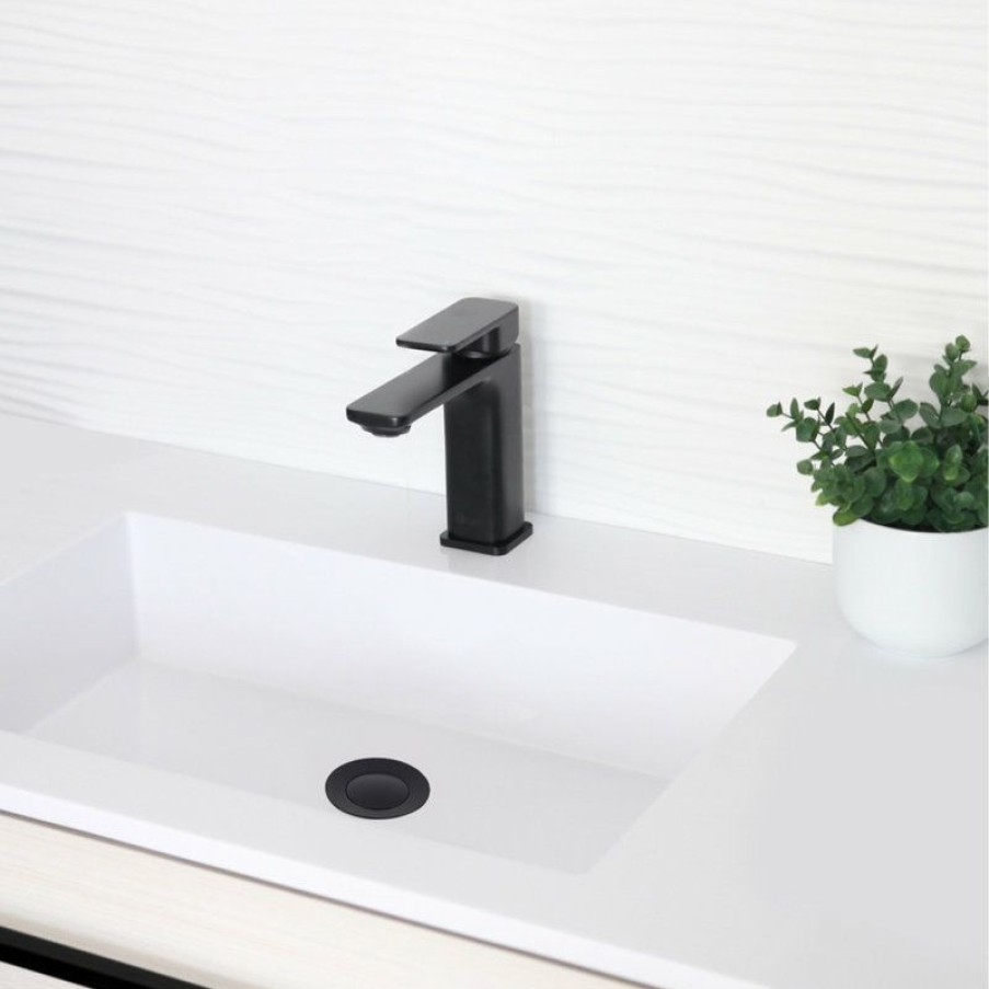 Bathroom Fixture Parts * | Cheap Stylish Bathroom Vanity Sink Pop-Up Drain With Overflow, Matte Black