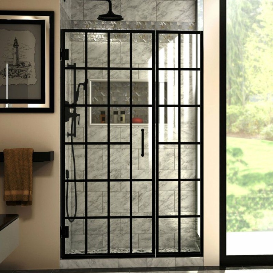 Showers * | Wholesale Dreamline Shdr-2446720-89 Unidoor Toulon 46-46.5 Shower Door, Satin Black