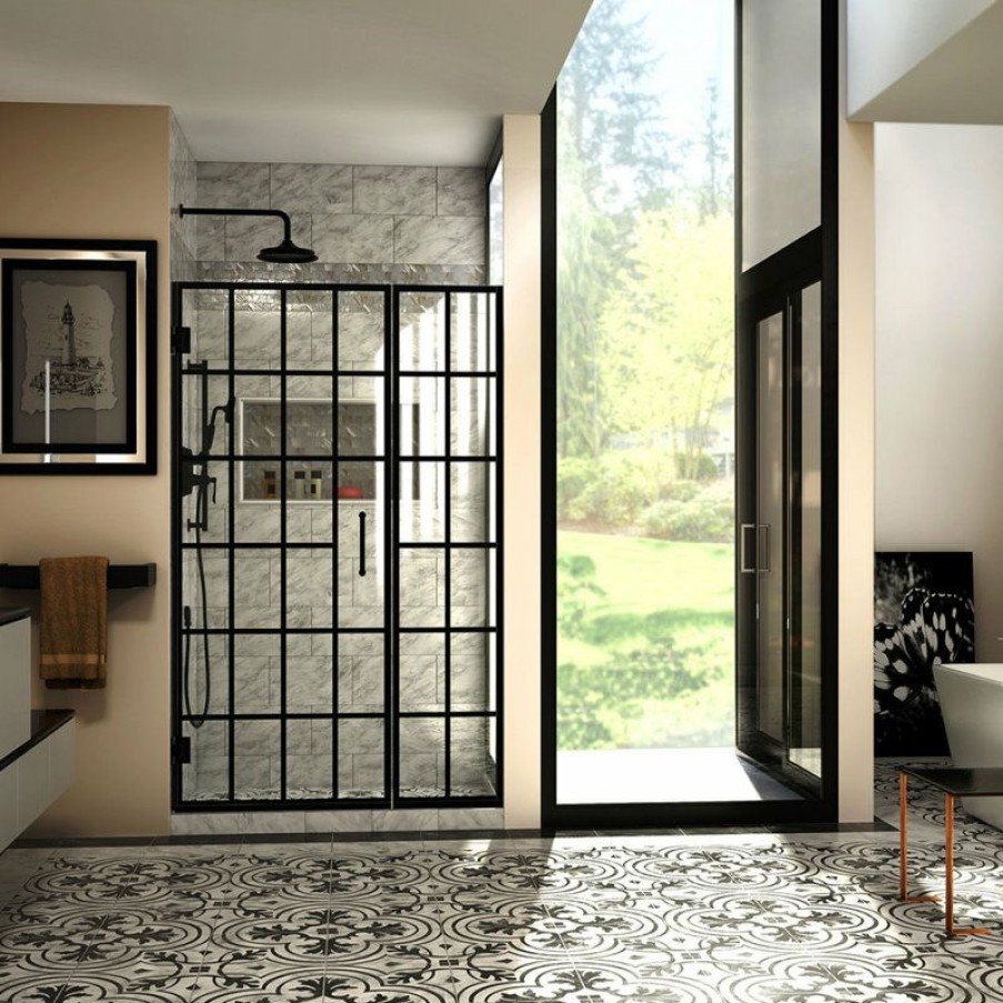 Showers * | Wholesale Dreamline Shdr-2446720-89 Unidoor Toulon 46-46.5 Shower Door, Satin Black