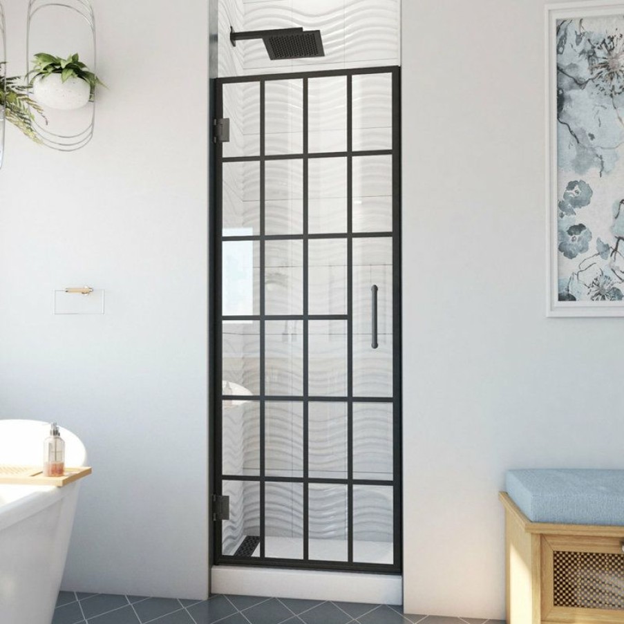 Showers * | Wholesale Dreamline Shdr-2424720-89 Unidoor Toulon 24 W Hinged Shower Door, Satin Black