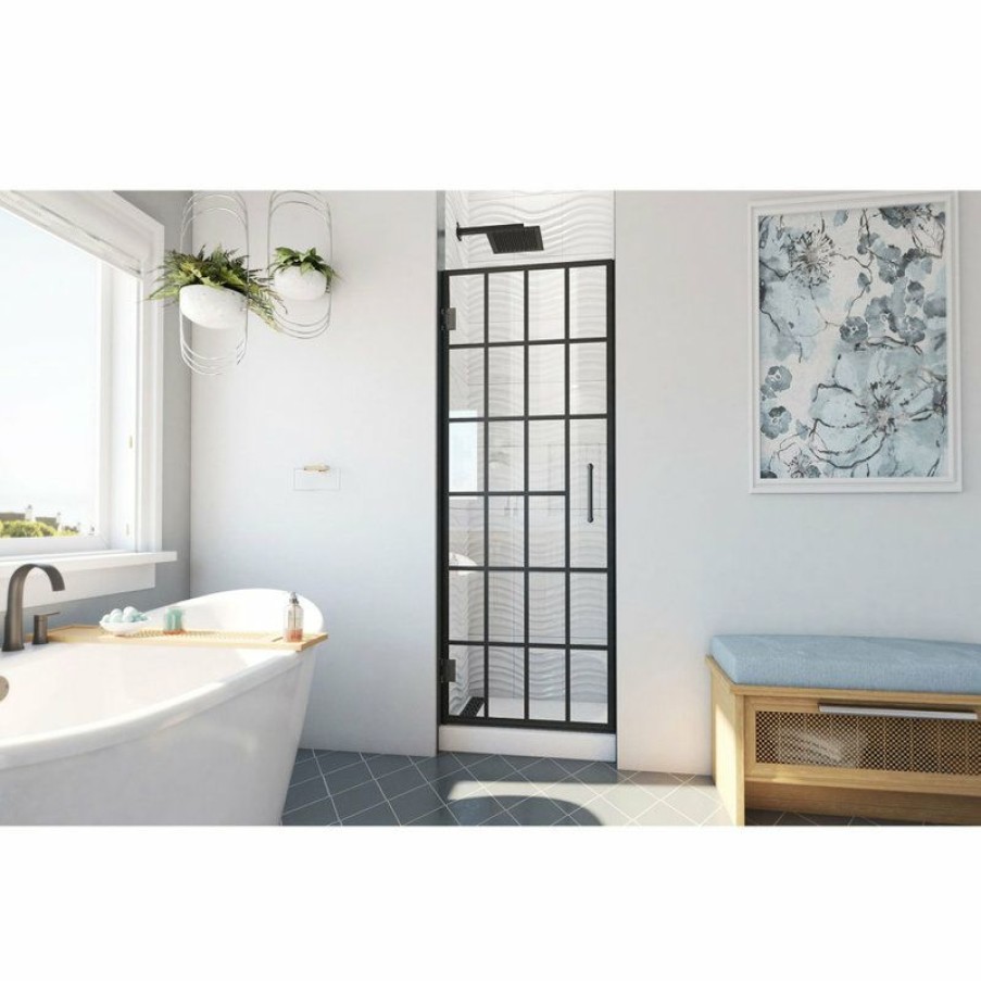 Showers * | Wholesale Dreamline Shdr-2424720-89 Unidoor Toulon 24 W Hinged Shower Door, Satin Black