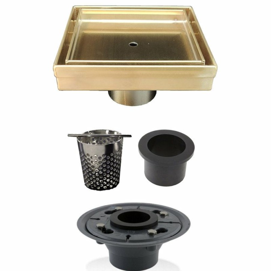 Bathroom Fixture Parts * | Best Reviews Of Serene Drains Satin Gold Tile Insert 5 Inch Drain By Serenedrains, Complete Drain Set