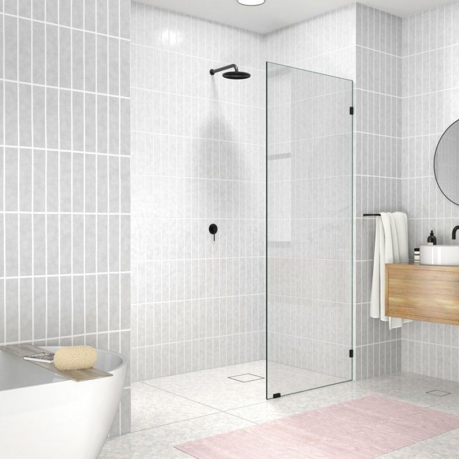 Showers * | Wholesale Glass Warehouse 78 X27 Frameless Shower Door Single Fixed Panel, Matte Black